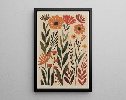 Framed Canvas - Golden Meadow Boho Blooms