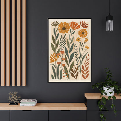 Framed Canvas - Golden Meadow Boho Blooms