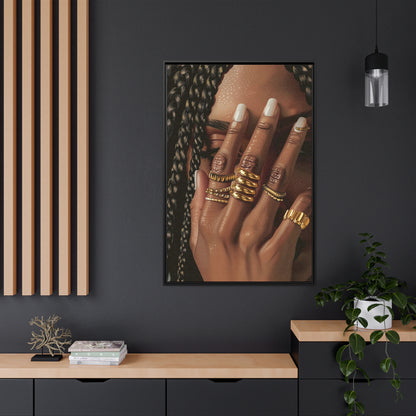 Framed Canvas - Braided Golden Ring Beauty
