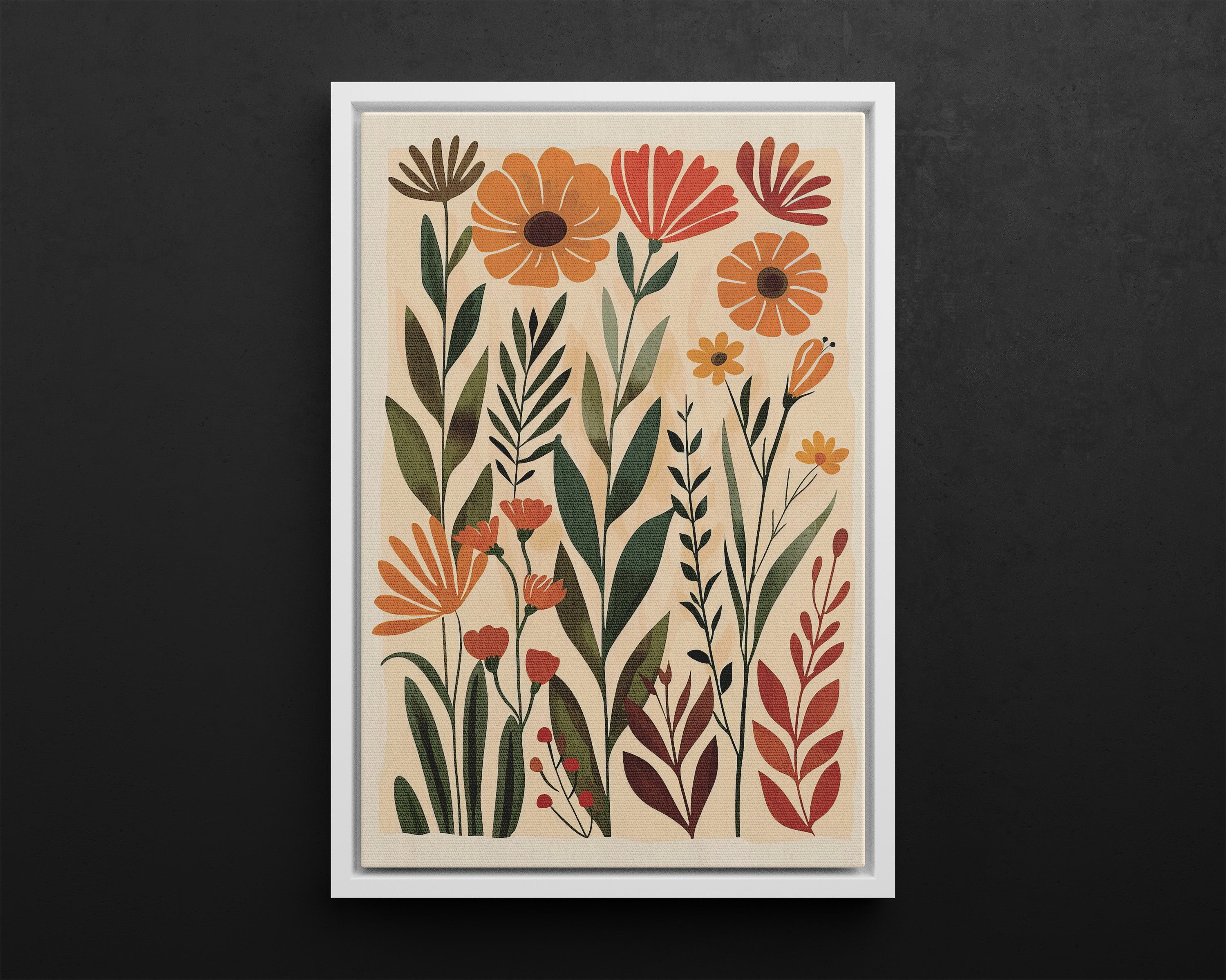 Framed Canvas - Golden Meadow Boho Blooms