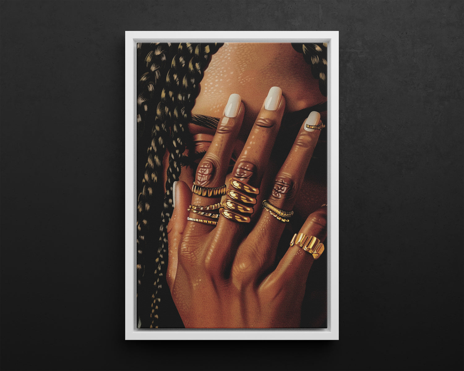 Framed Canvas - Braided Golden Ring Beauty