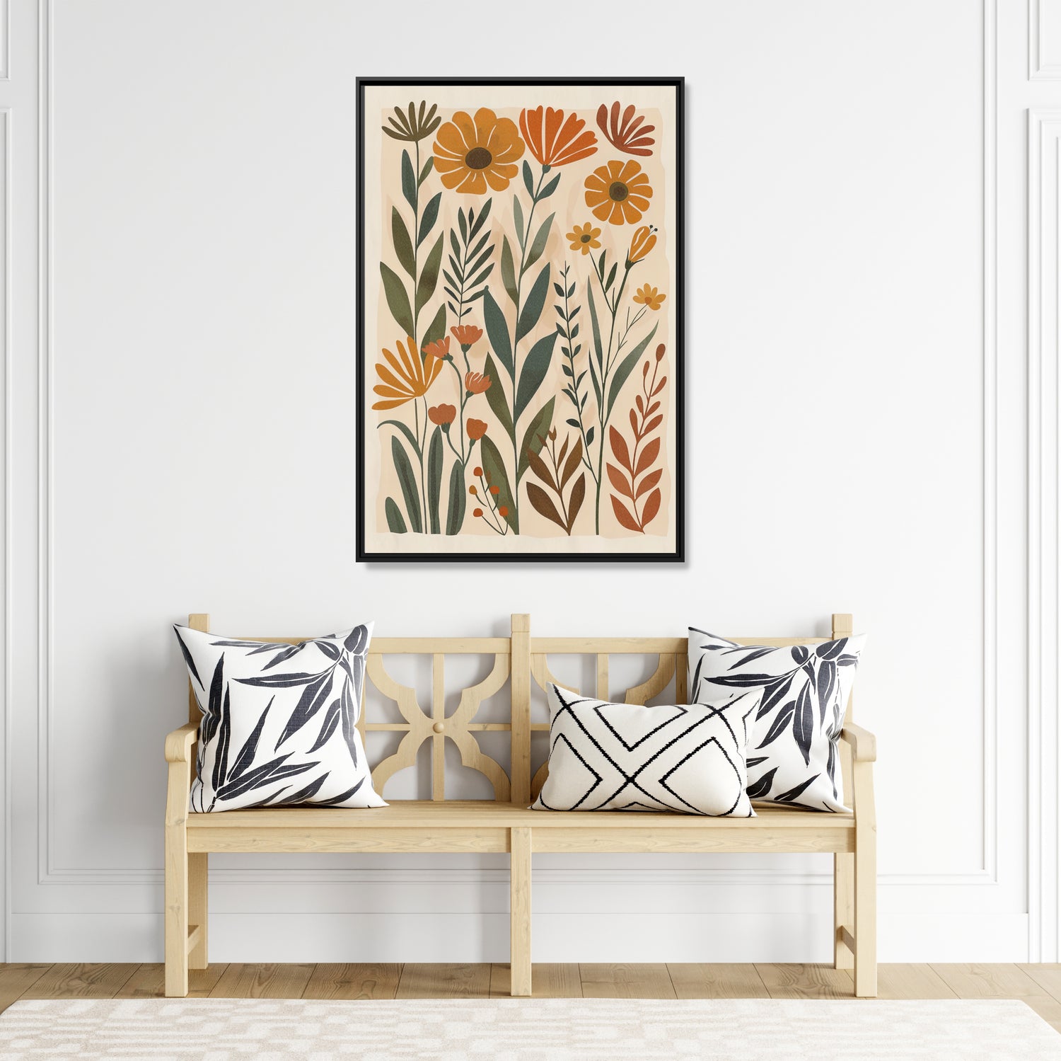 Framed Canvas - Golden Meadow Boho Blooms