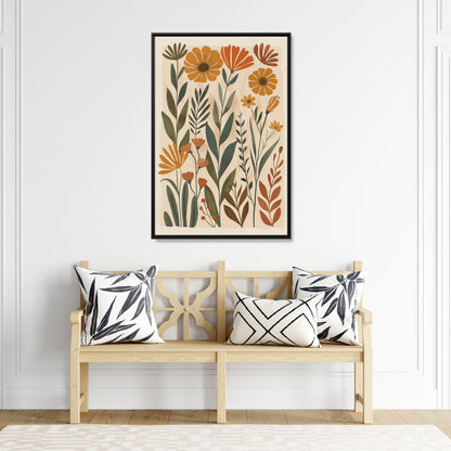 Framed Canvas - Golden Meadow Boho Blooms