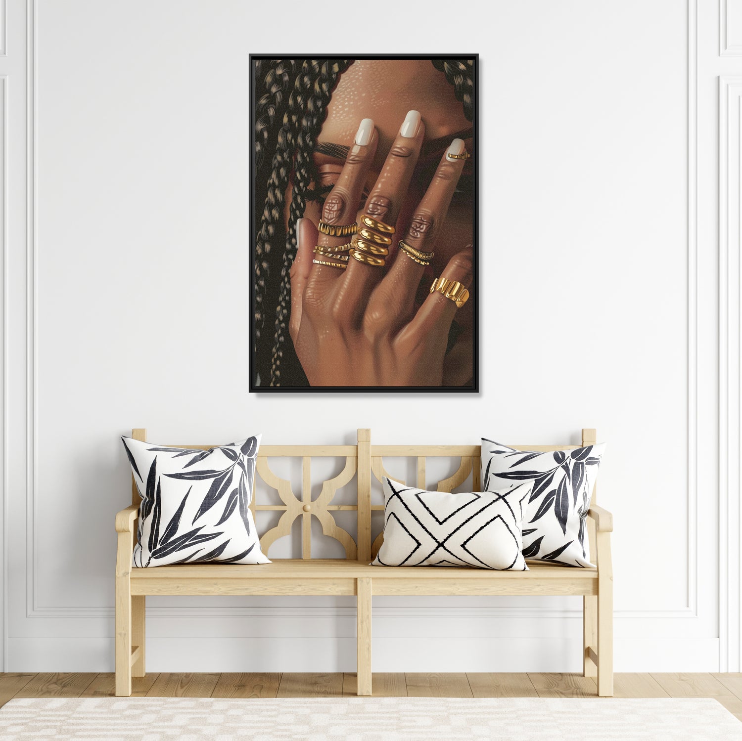 Framed Canvas - Braided Golden Ring Beauty