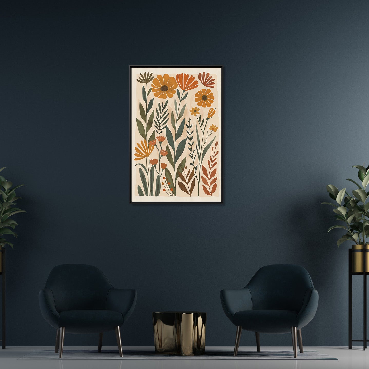 Framed Canvas - Golden Meadow Boho Blooms