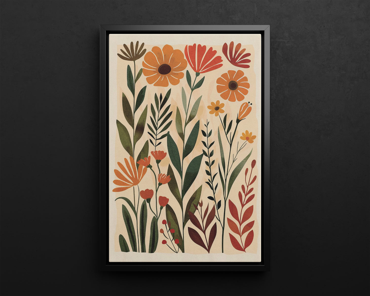 Framed Canvas - Golden Meadow Boho Blooms