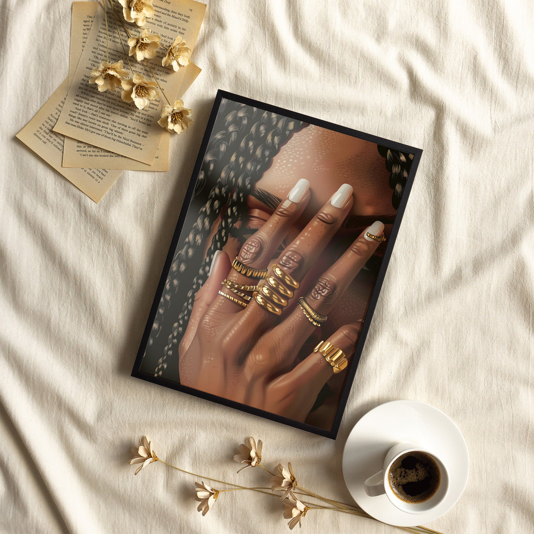 Framed Paper Print - Braided Golden Ring Beauty