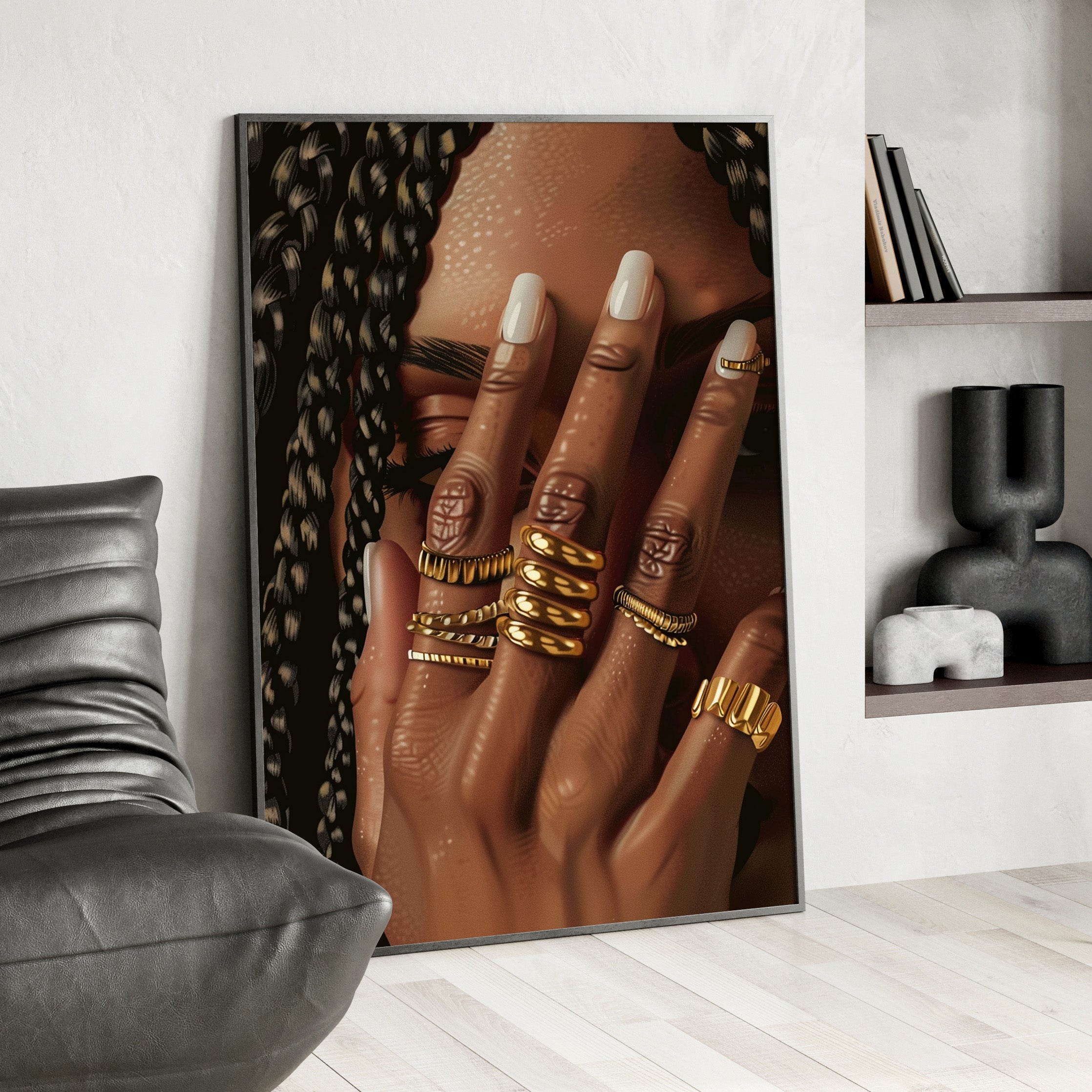 Framed Paper Print - Braided Golden Ring Beauty