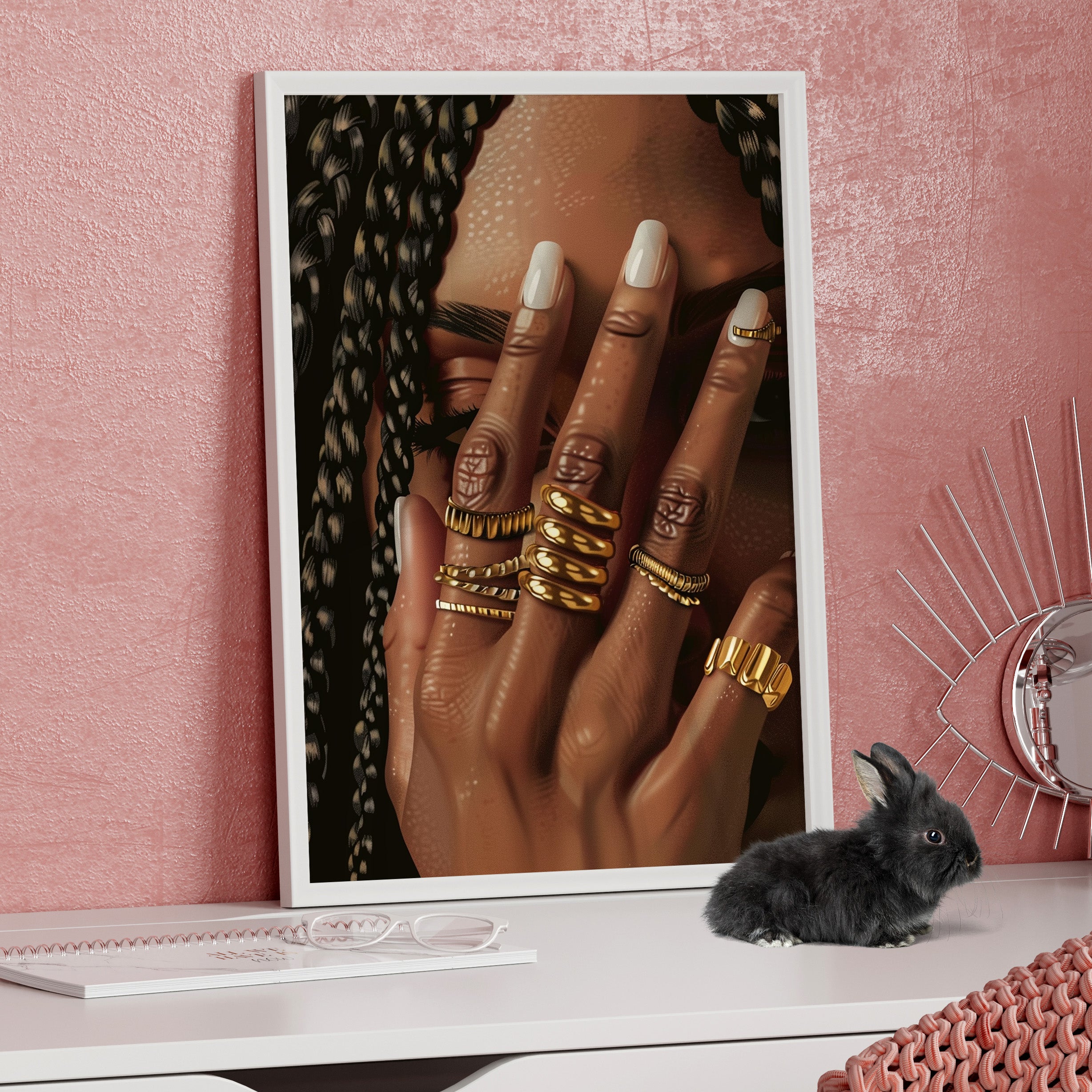 Framed Paper Print - Braided Golden Ring Beauty