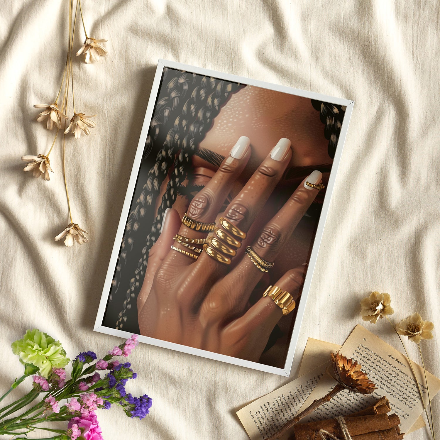 Framed Paper Print - Braided Golden Ring Beauty