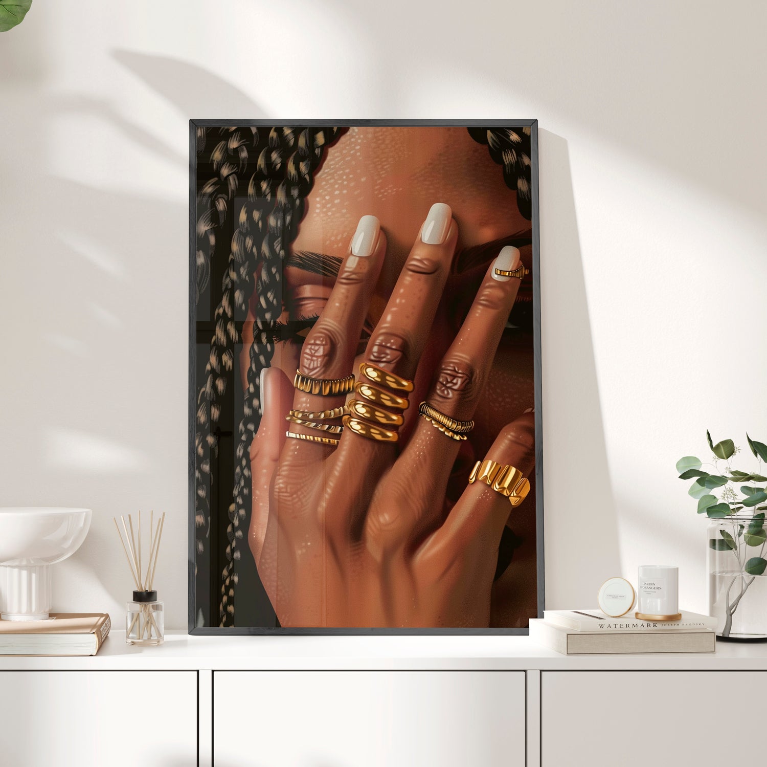 Framed Paper Print - Braided Golden Ring Beauty