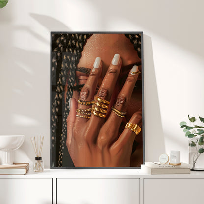 Framed Paper Print - Braided Golden Ring Beauty
