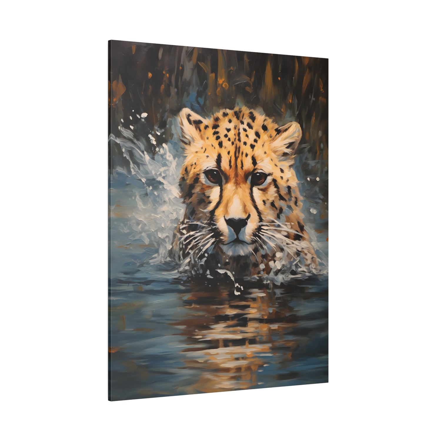 .75&quot; Matte Canvas - Aqua Sprinting Cheetah