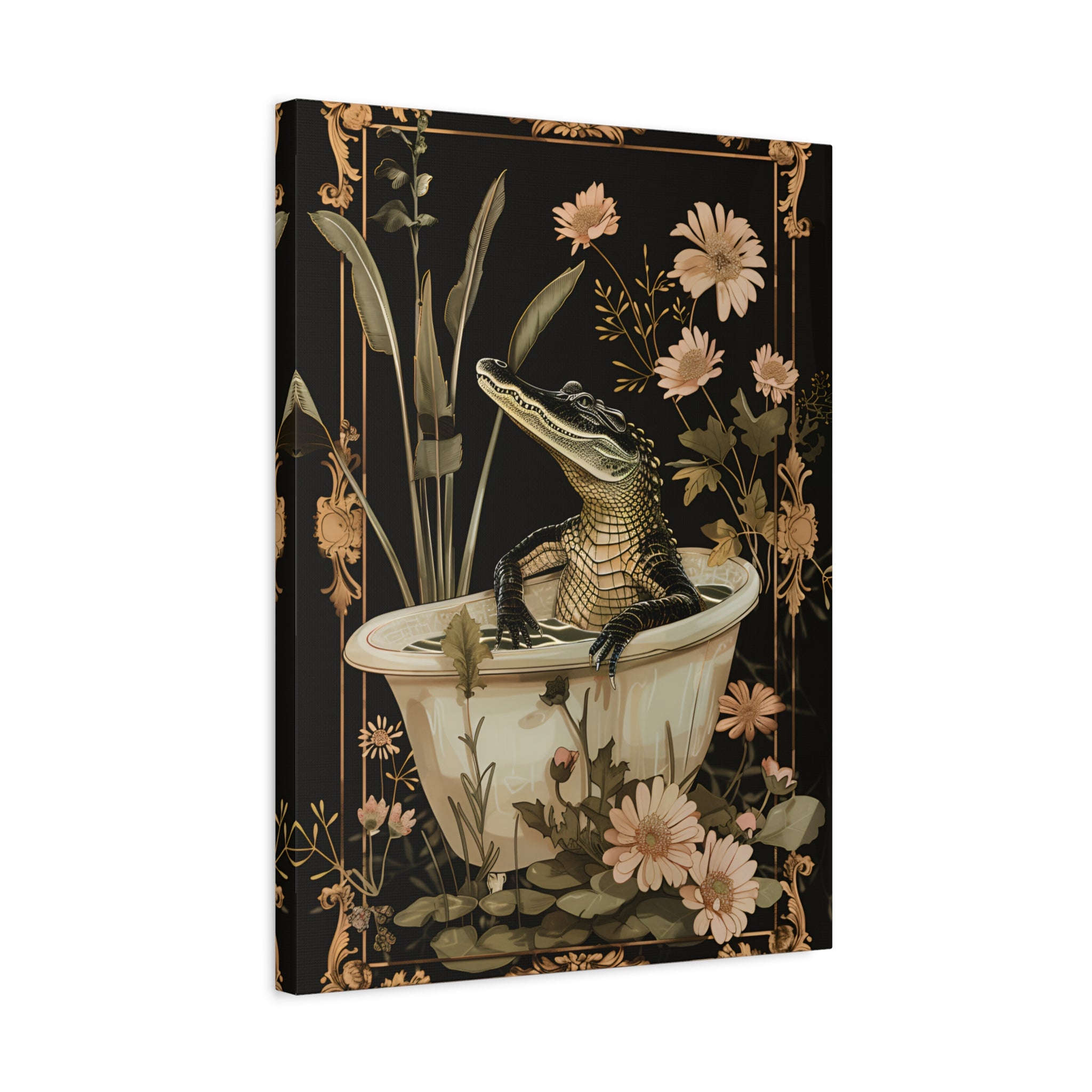 1.25" Matte Canvas - Crocodile in Bloom Bath Bliss