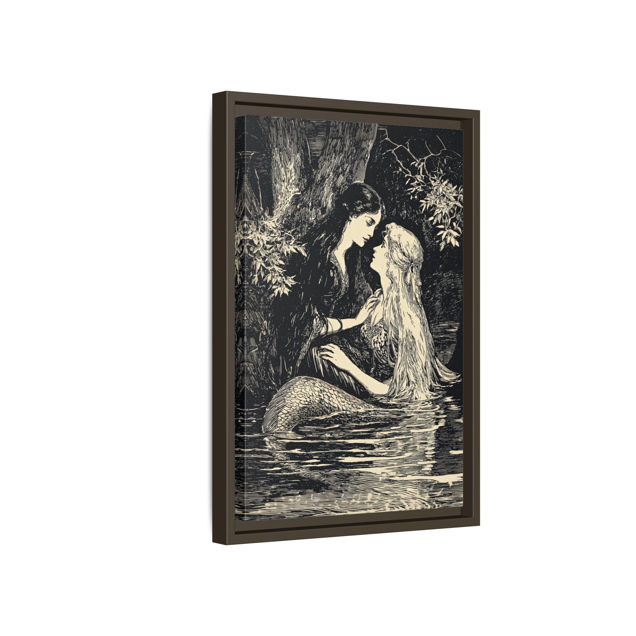 Framed Canvas - Mermaid Fairy Midnight Kiss