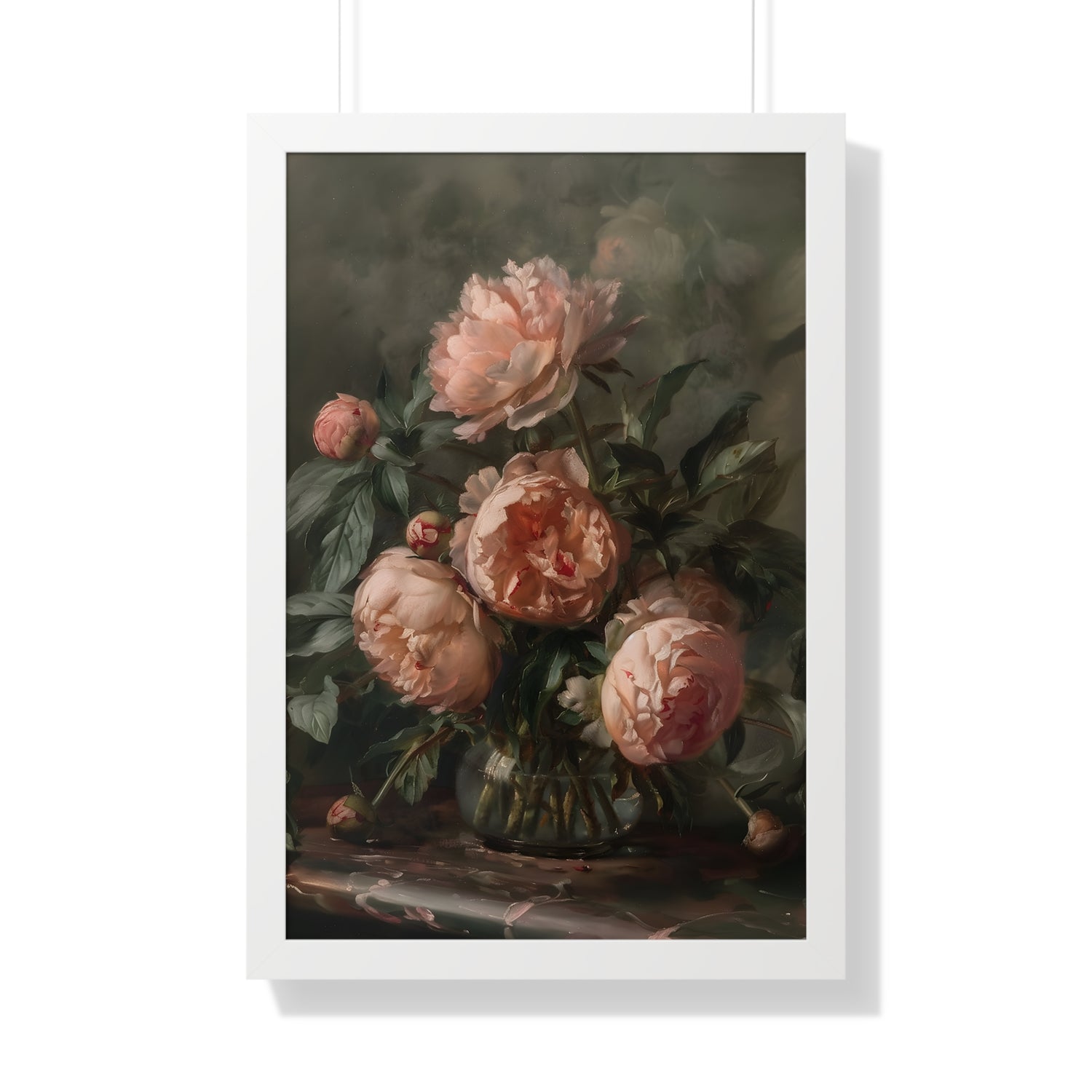 Framed Paper Print - Vintage Blush Peony Bouquet
