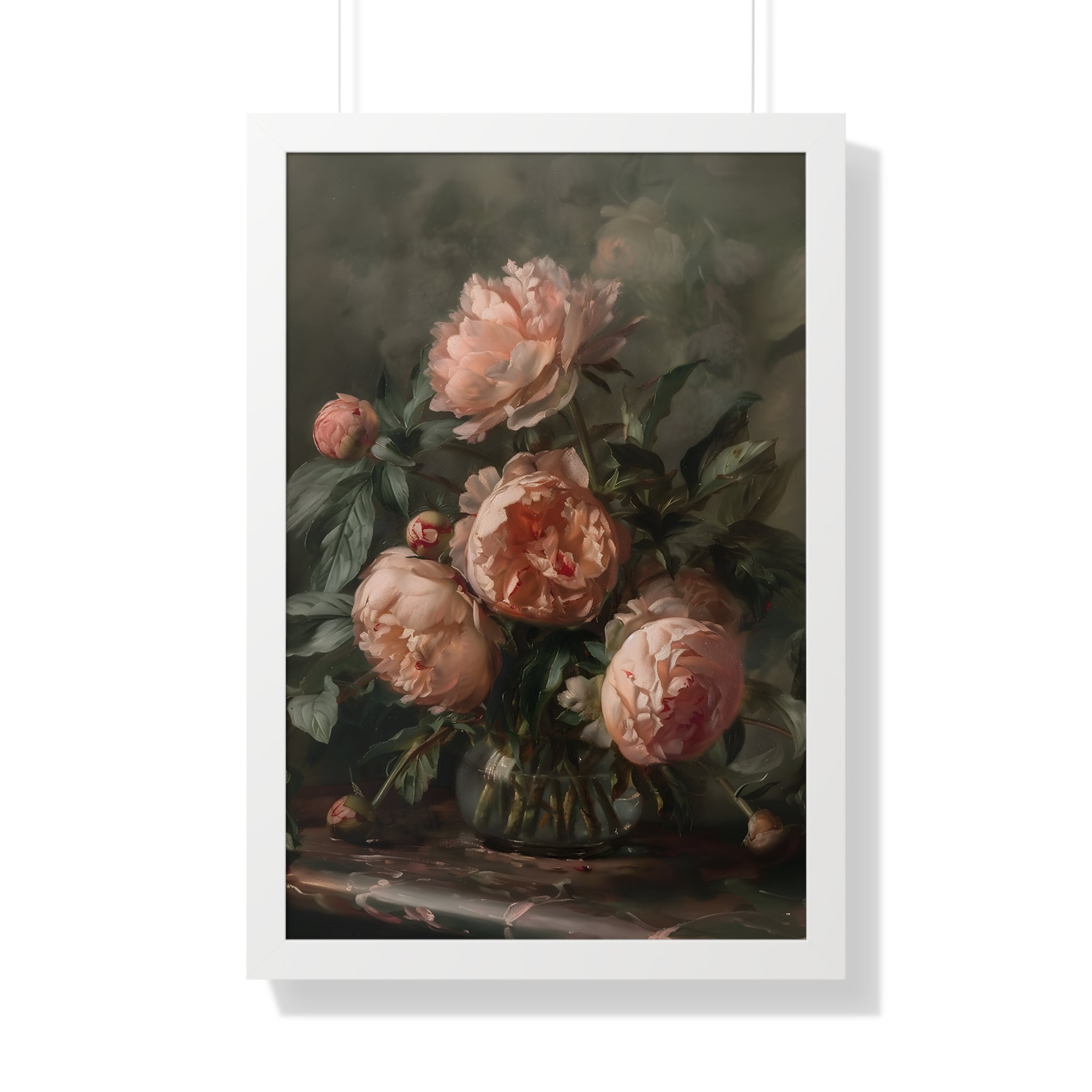 Framed Paper Print - Vintage Blush Peony Bouquet