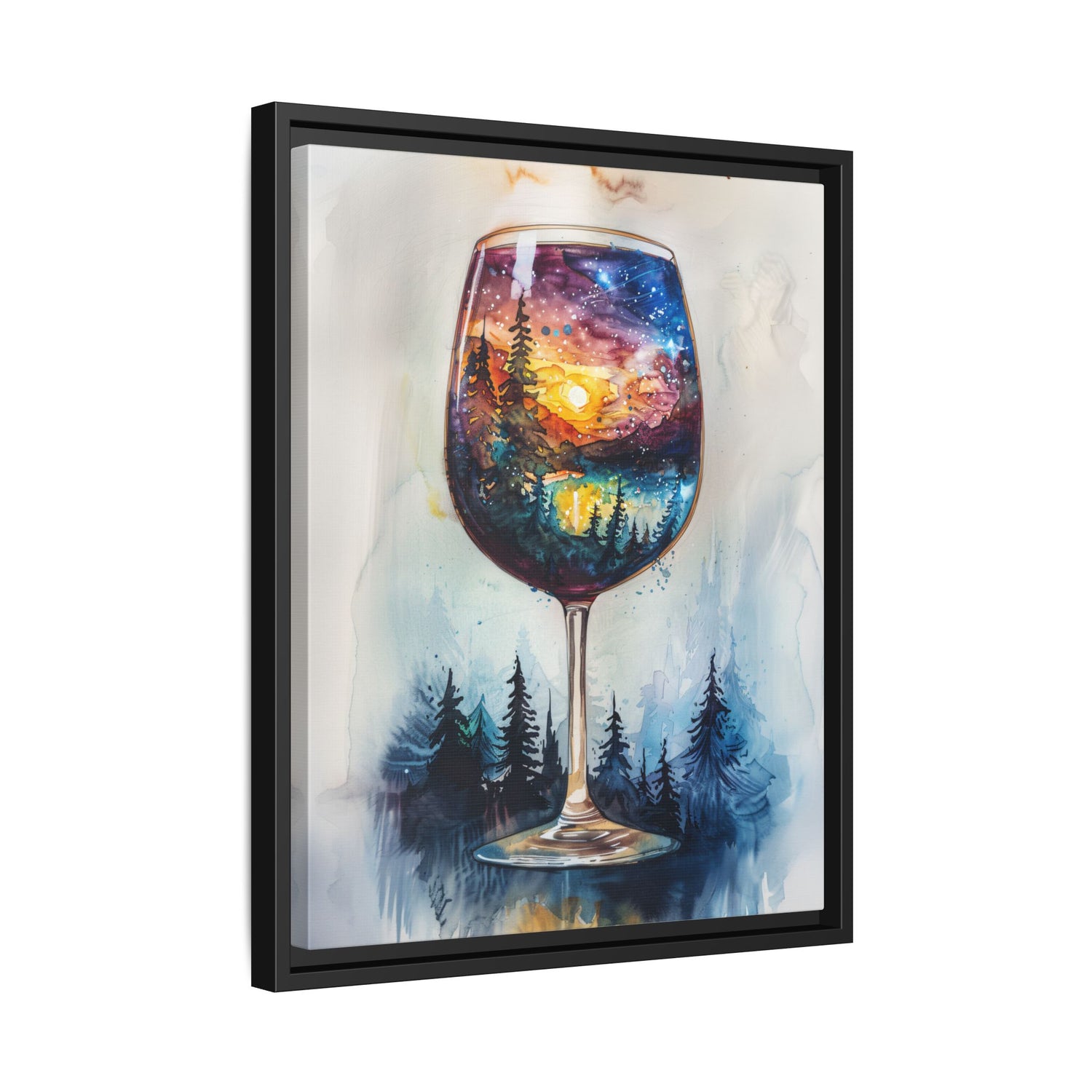 Framed Canvas - Galaxy Within the Wine Glass