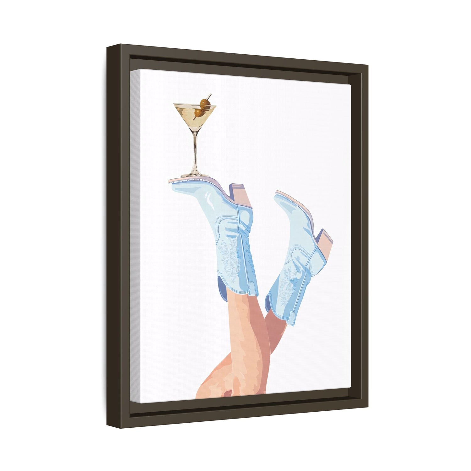 Framed Canvas - Boots Up, Cheers Babe