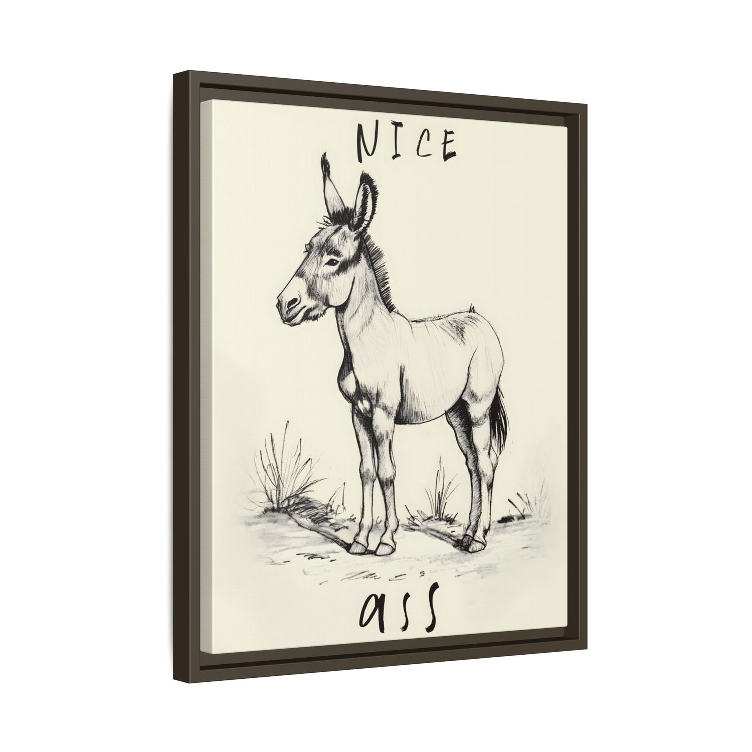 Framed Canvas - Donkey Line Art Humor
