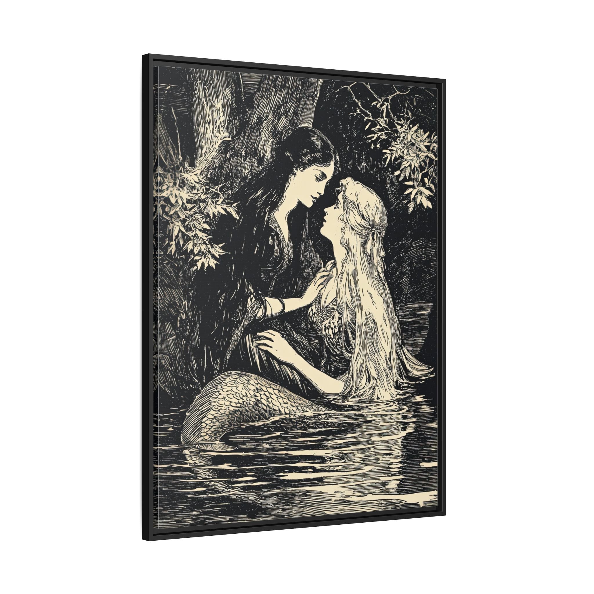 Framed Canvas - Mermaid Fairy Midnight Kiss