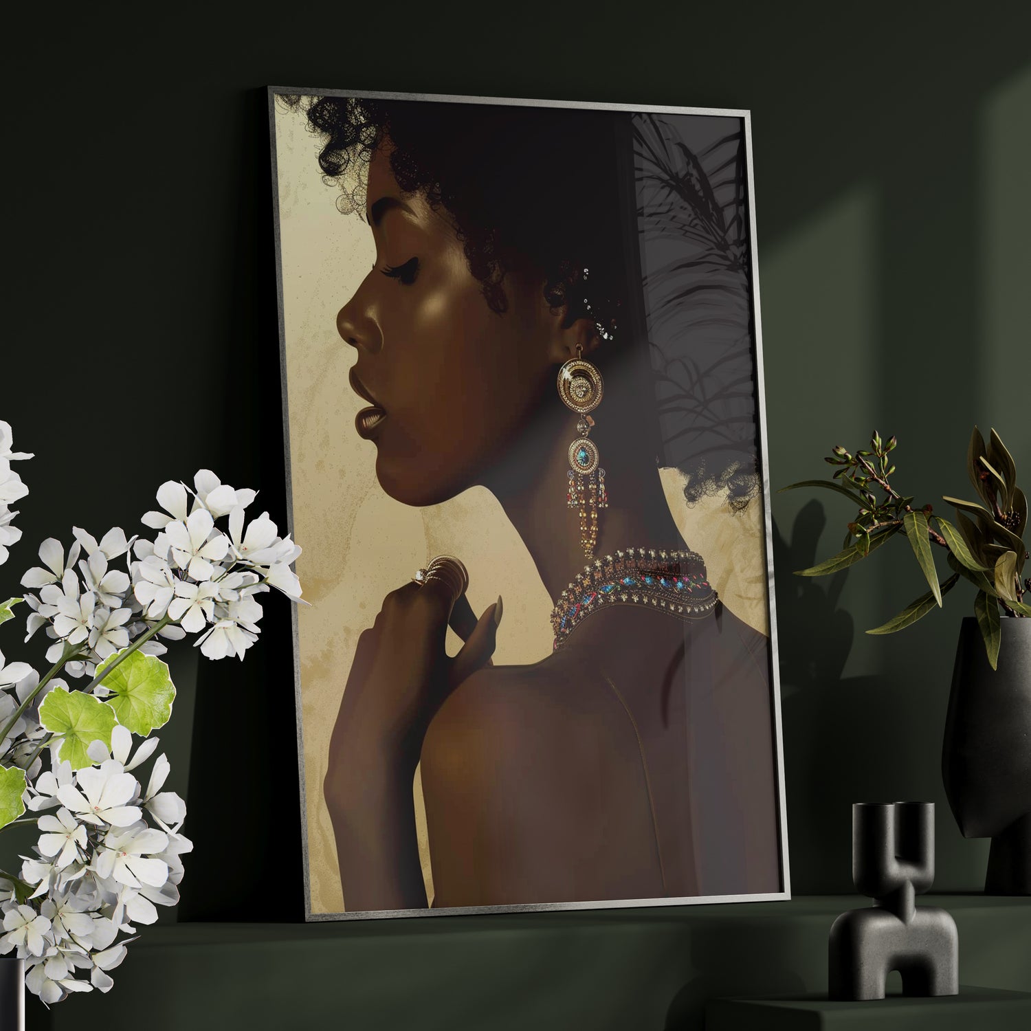 Framed Paper Print - Regal Jewel Toned Muse