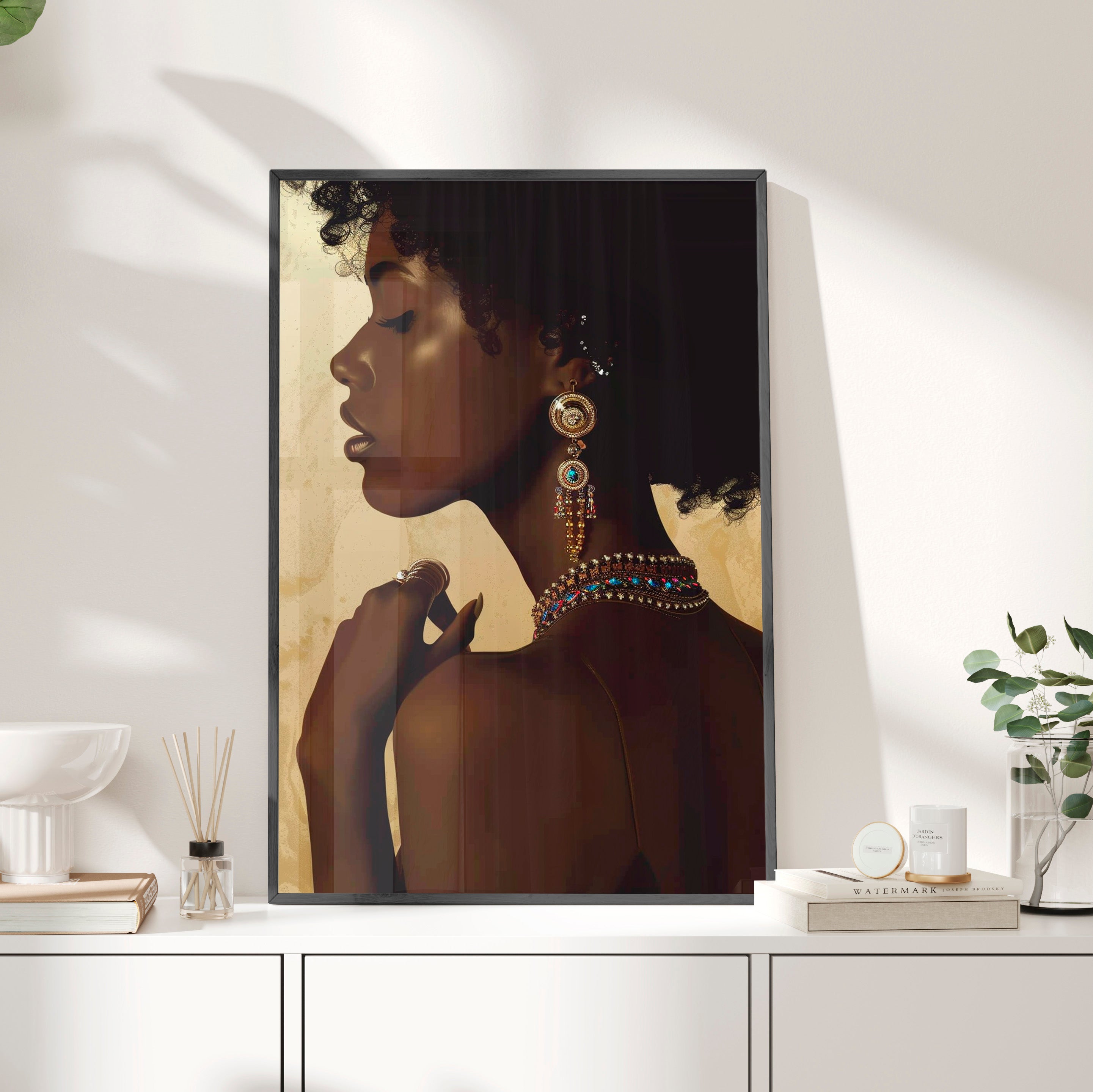 Framed Paper Print - Regal Jewel Toned Muse