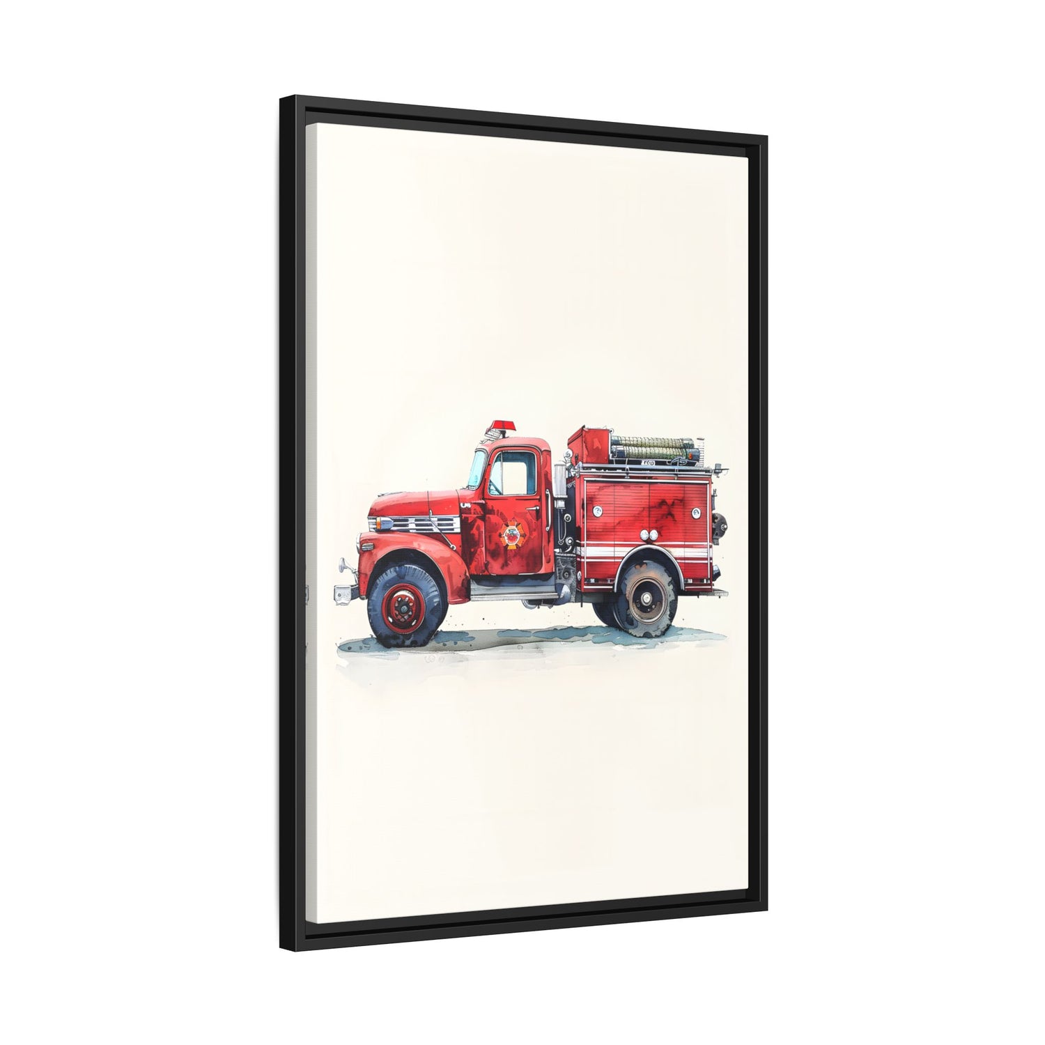 Framed Canvas - Vintage Firetruck Nursery