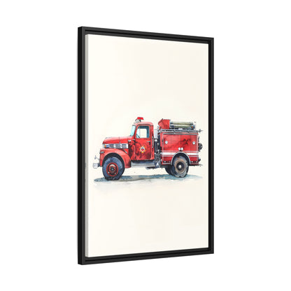 Framed Canvas - Vintage Firetruck Nursery