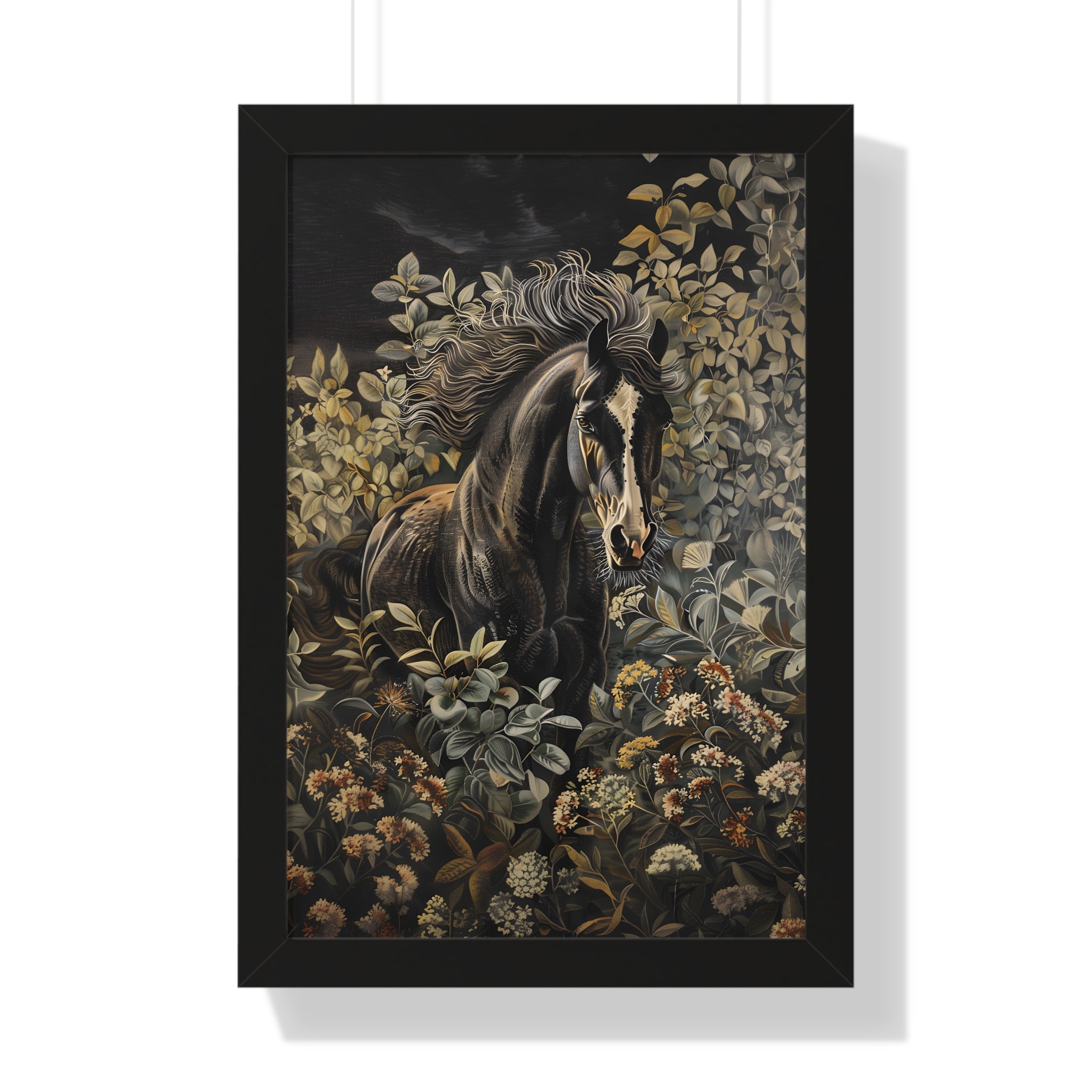 Framed Paper Print - Equine Elegance in Twilight Bloom