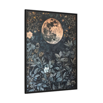 Framed Canvas - Midnight Moonlit Garden