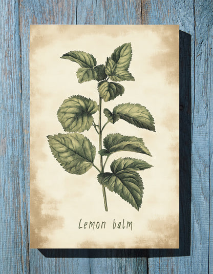 .75" Matte Canvas - Botanical Lemon Balm Study
