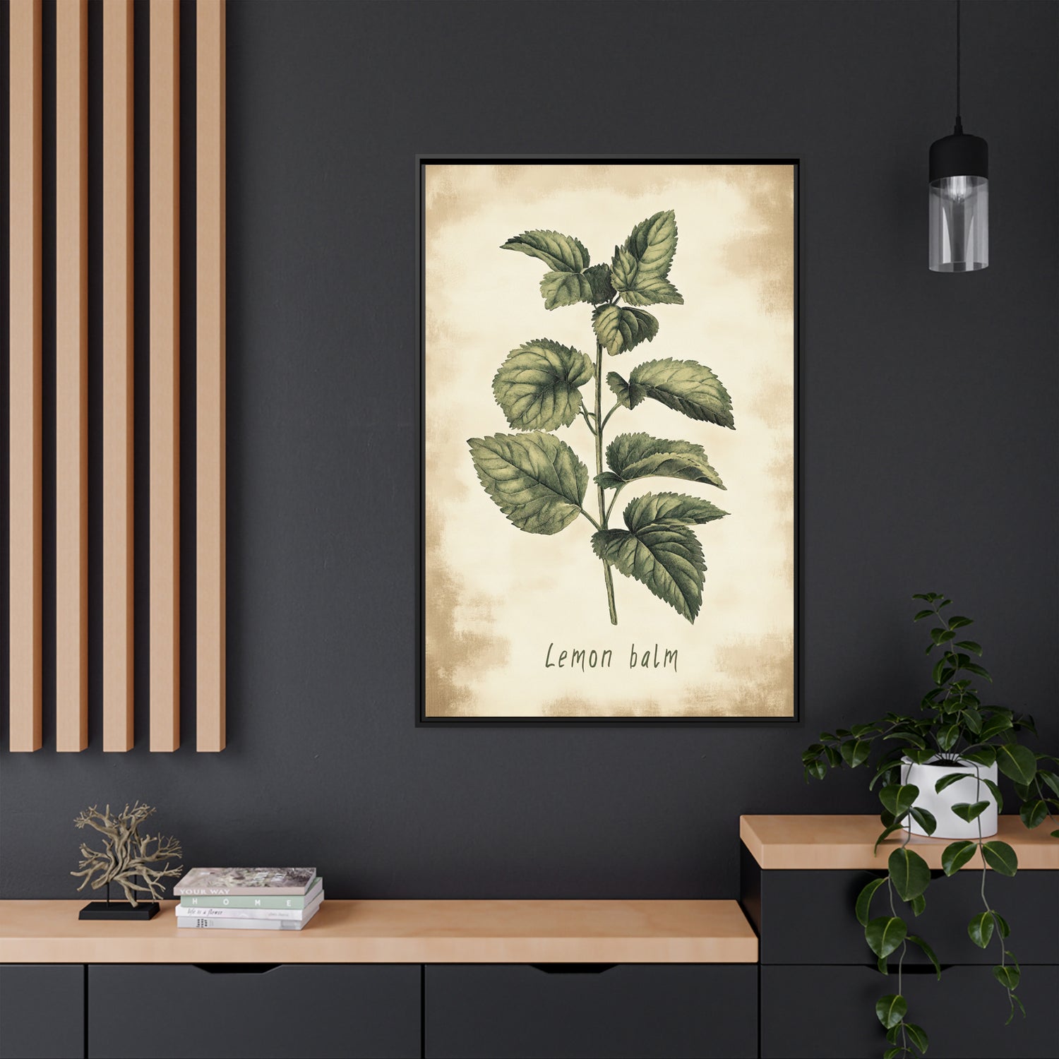 Framed Canvas - Botanical Lemon Balm Study