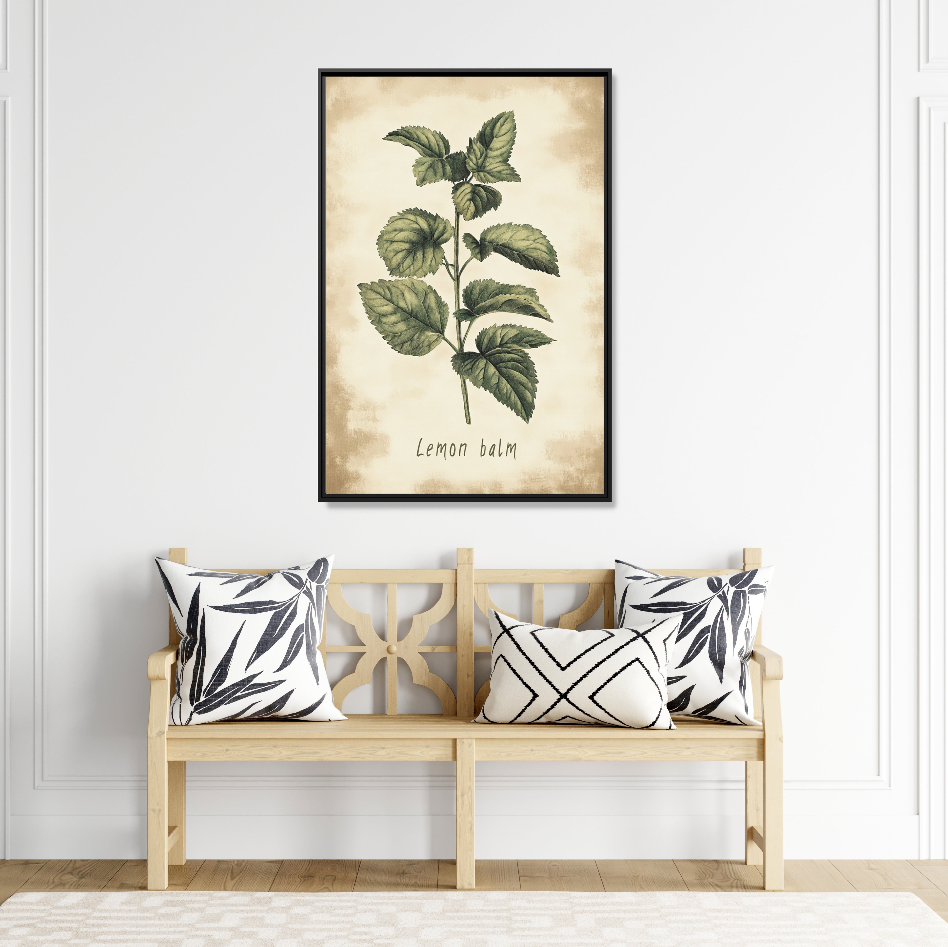 Framed Canvas - Botanical Lemon Balm Study