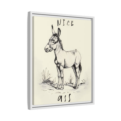 Framed Canvas - Donkey Line Art Humor