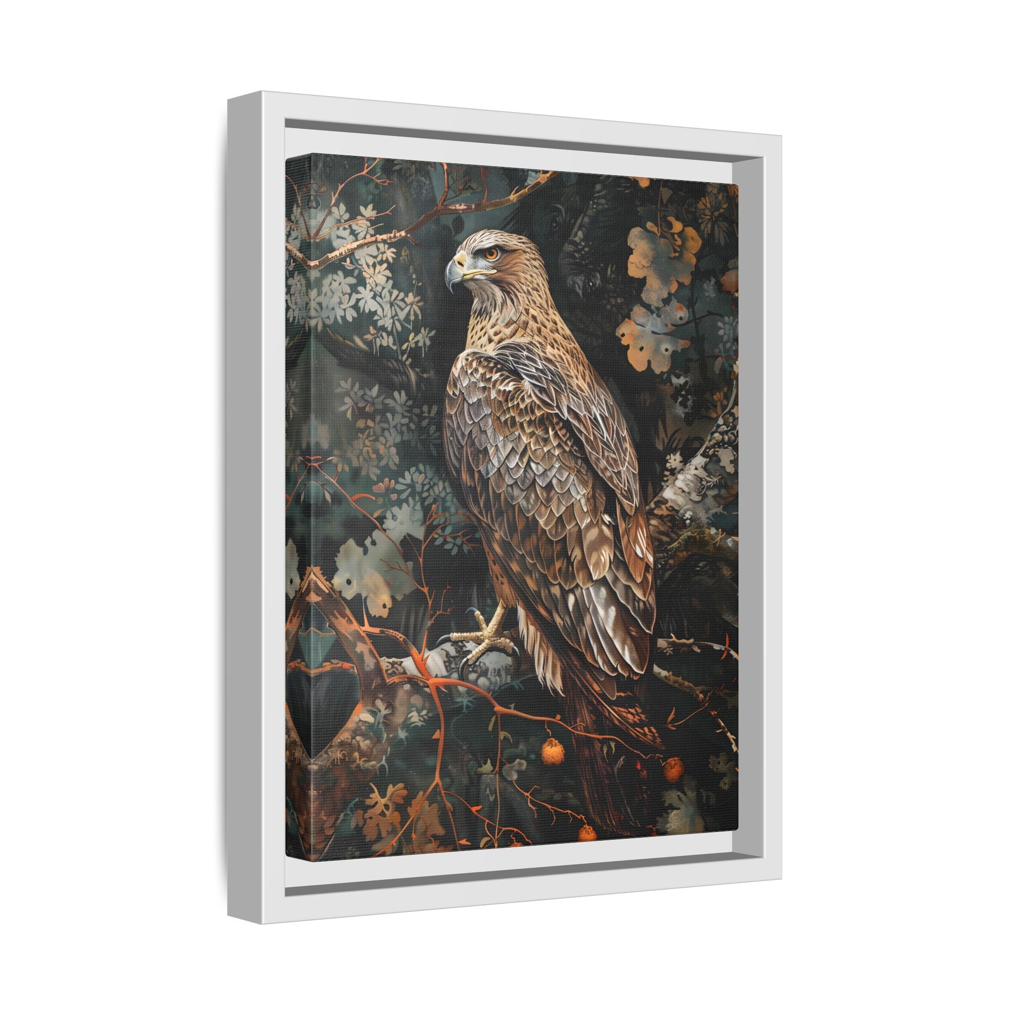 Framed Canvas - Majestic Hawk in Autumn