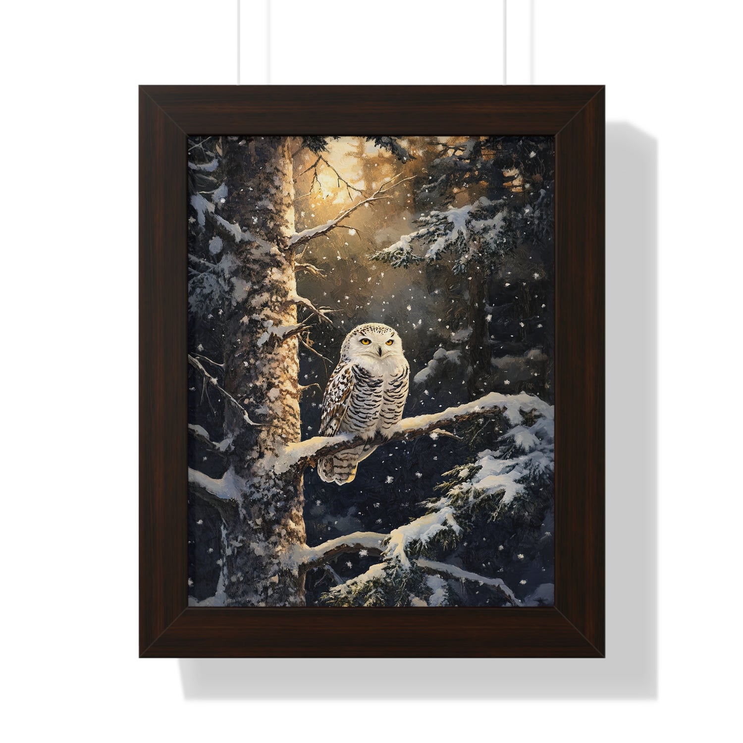 Framed Paper Print - Silent Gaze Snow Owl
