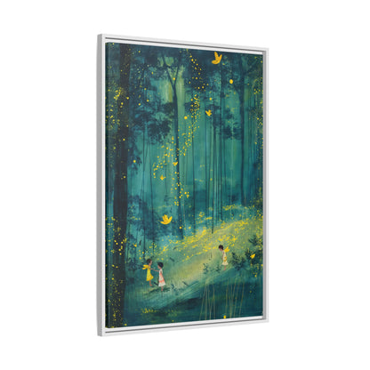 Framed Canvas - Enchanted Firefly Forest