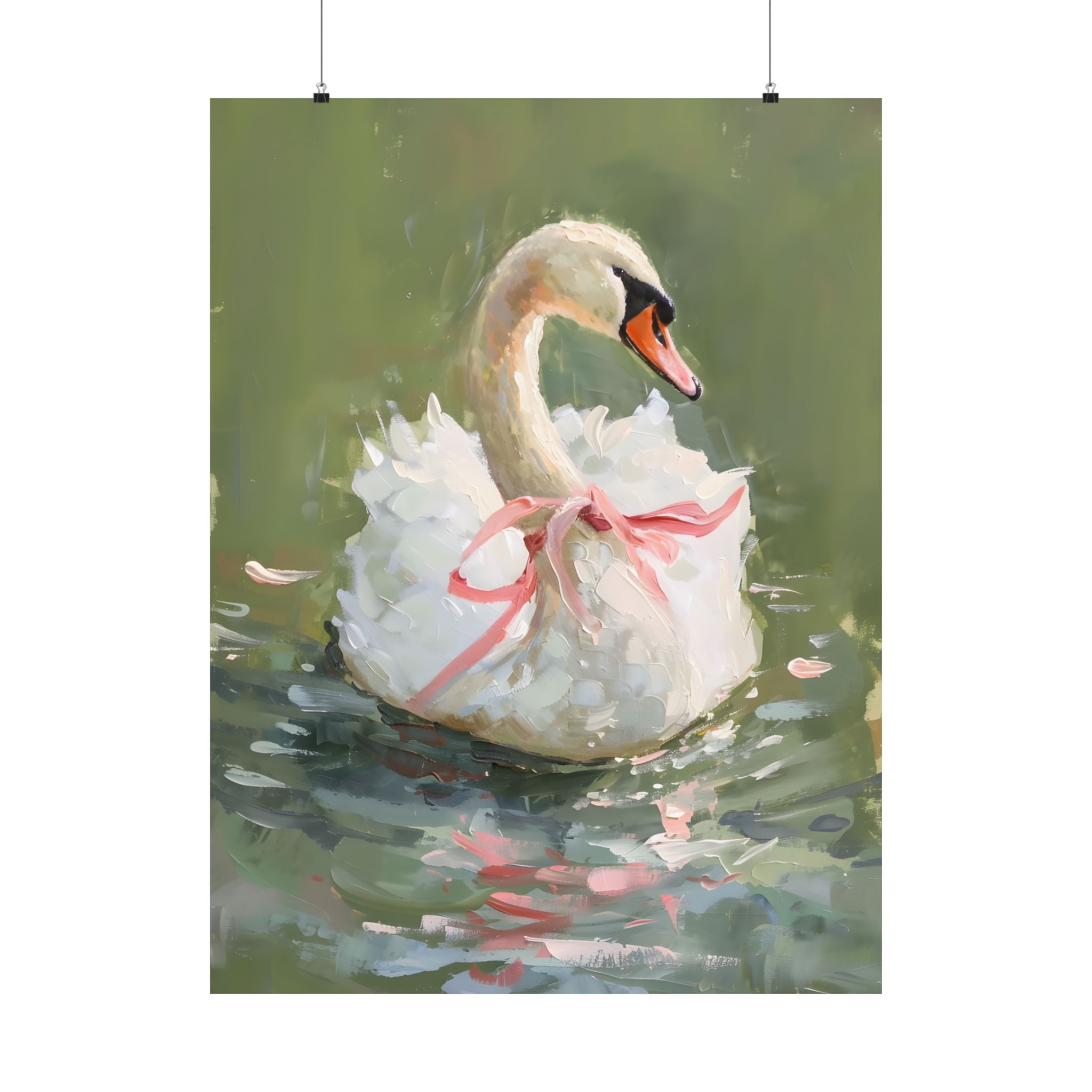 Ballet Swan in Pink Bow