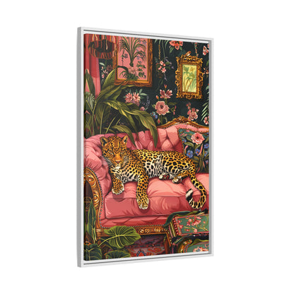 Framed Canvas - Leopard Lounge in Bloom
