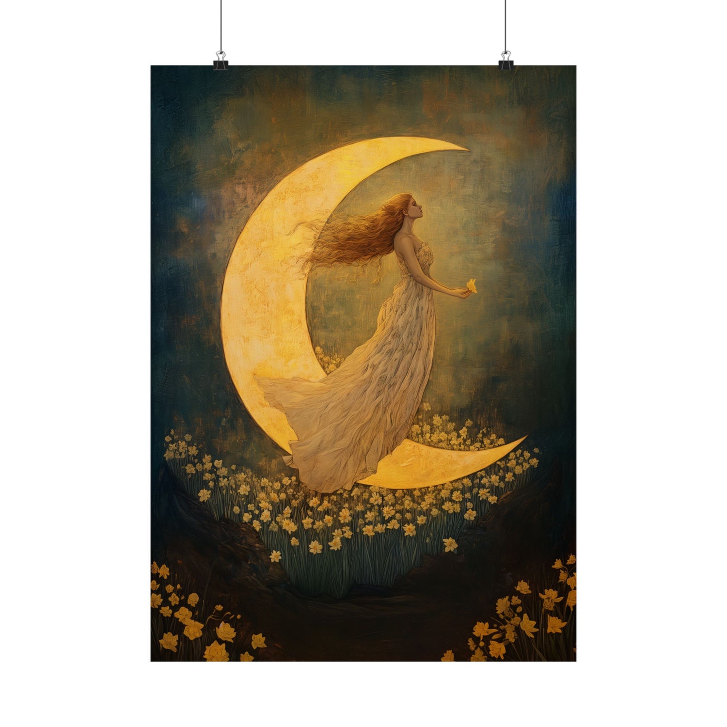 Moonlit Dreamer with Daffodils