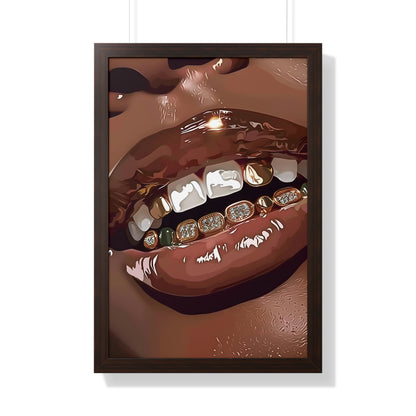 Framed Paper Print - Golden Grill Smile