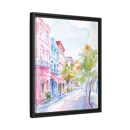 Framed Canvas - Pastel Charleston Street Scene