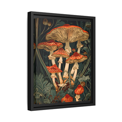 Framed Canvas - Woodland Mushrooms Revival
