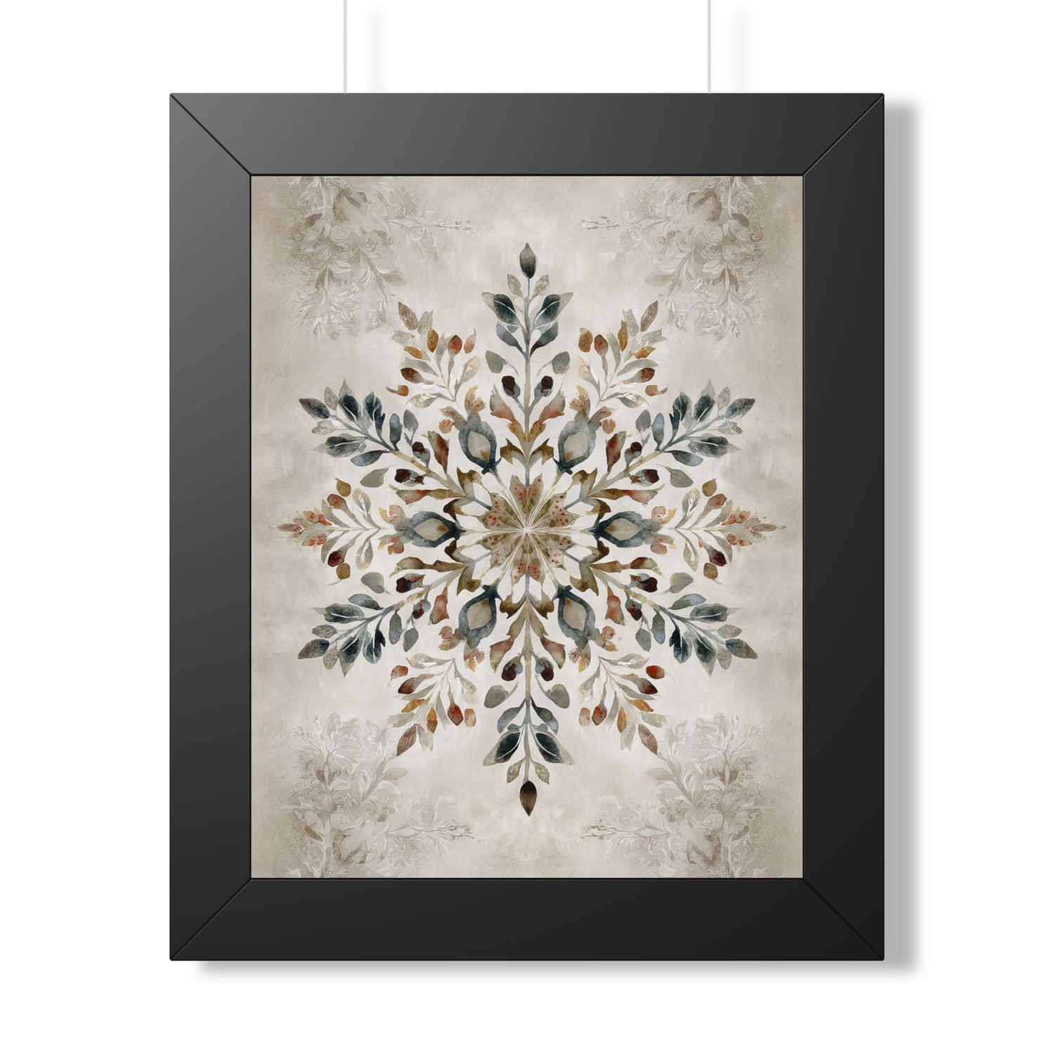 Framed Paper Print - Nordic Botanical Snowflake
