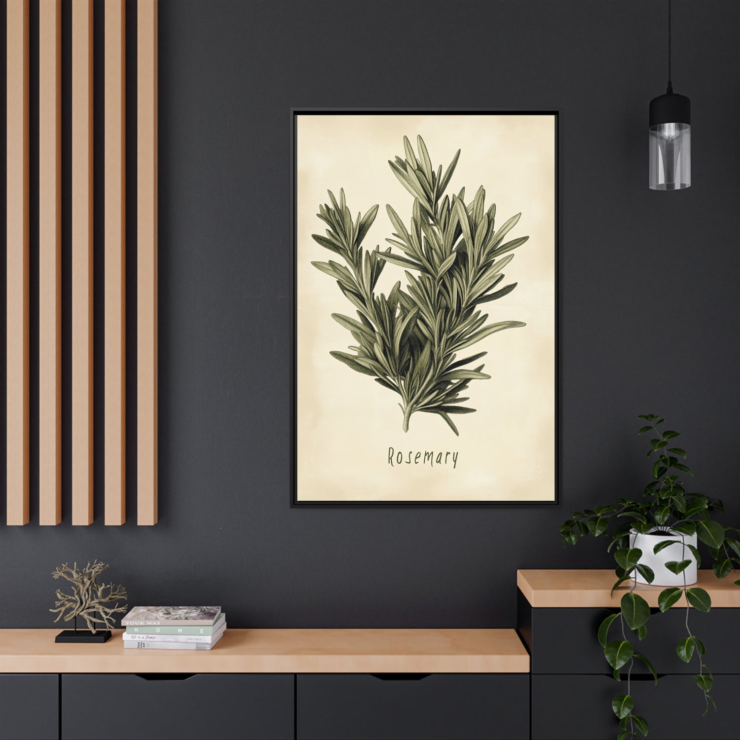 Framed Canvas - Botanical Rosemary Study