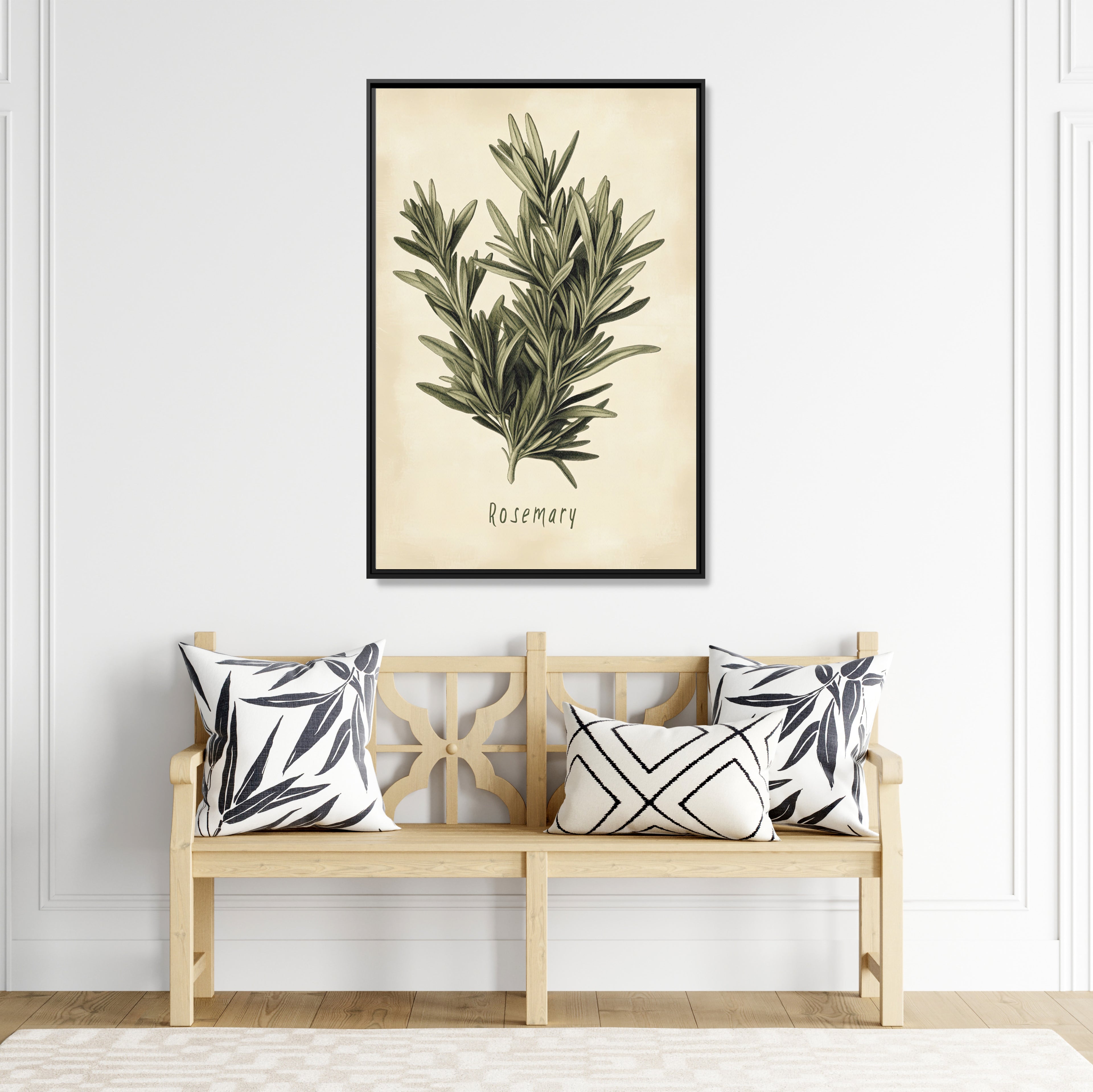 Framed Canvas - Botanical Rosemary Study