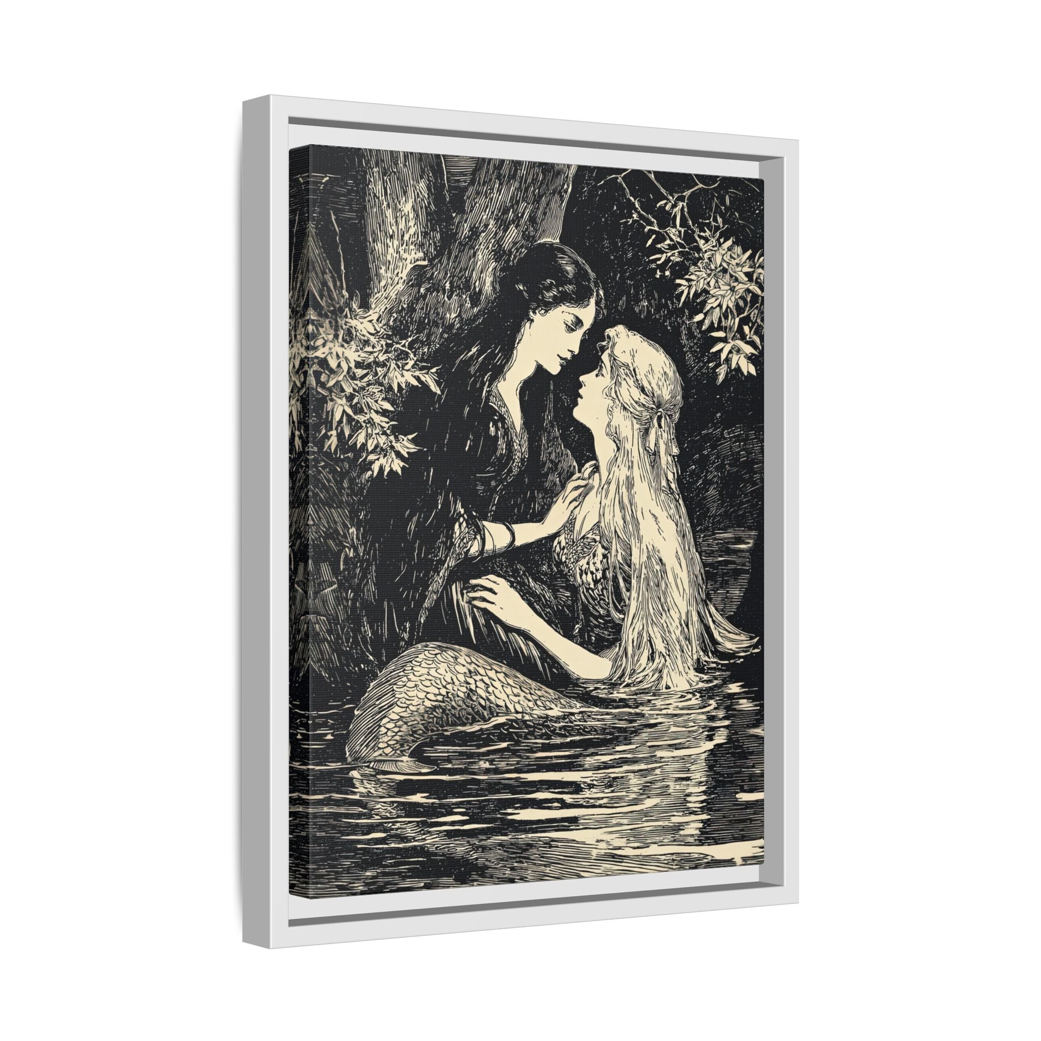 Framed Canvas - Mermaid Fairy Midnight Kiss