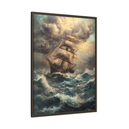 Framed Canvas - Stormy Voyage Sailing Ship
