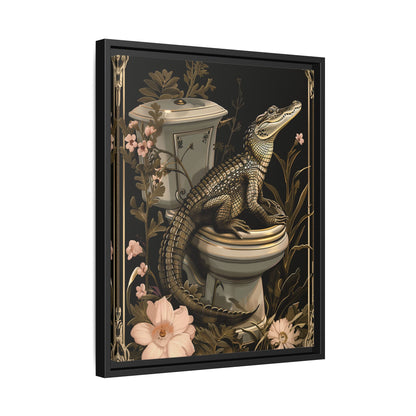 Framed Canvas - Toilet Gator Floral Surprise